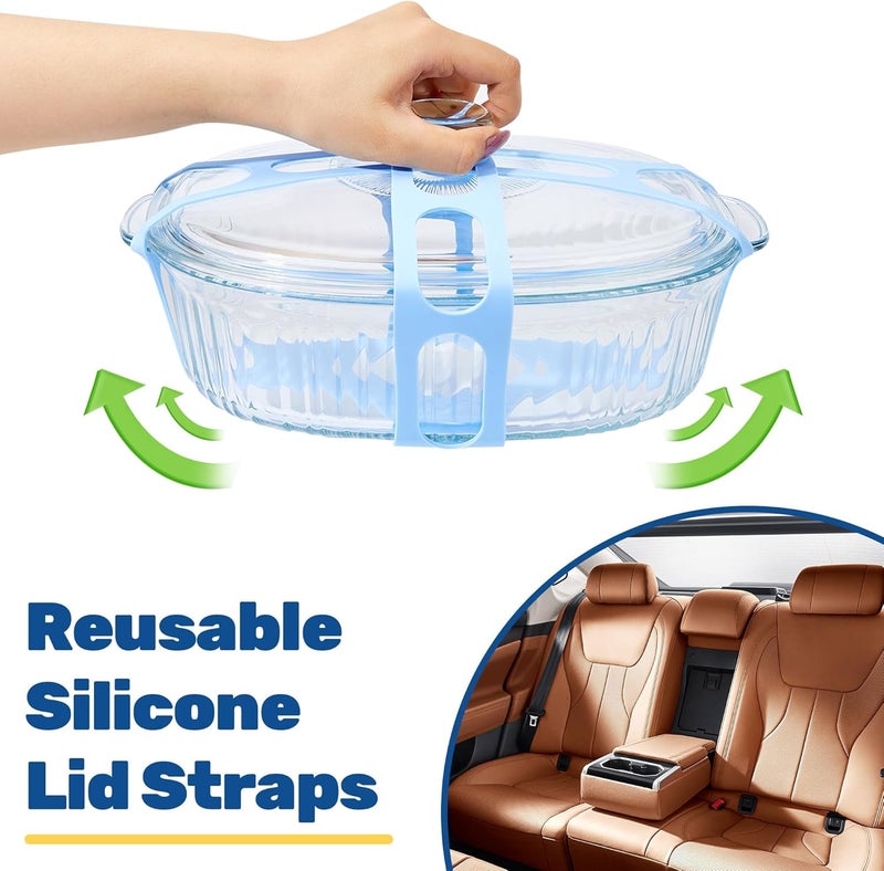 Dormercy 4-Hand Lid Latch, Silicone Lid Securing Strap Compatible with Crockpots, Camping Mat, Pots, Pans, Blue - Image 5